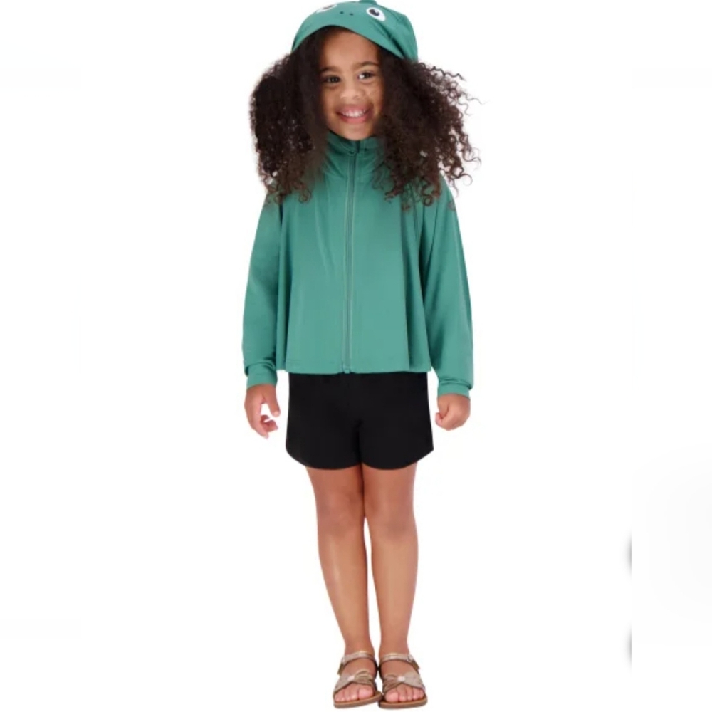 HAZEL + HARPER UPF Swim Coverup Green Dinosaur Full Zipper One Size 2T-4T